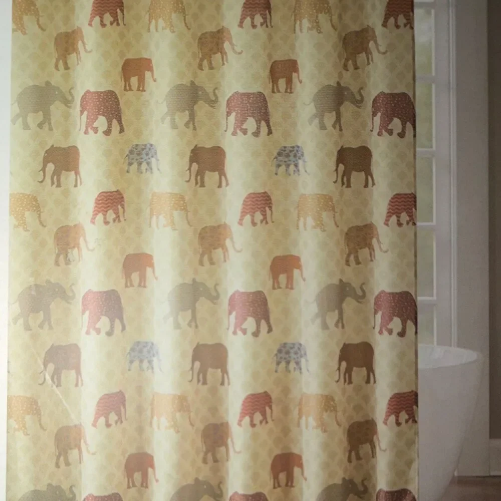 Interiors by Design Fabric Elephant Print Shower Curtain 70x70 Modern